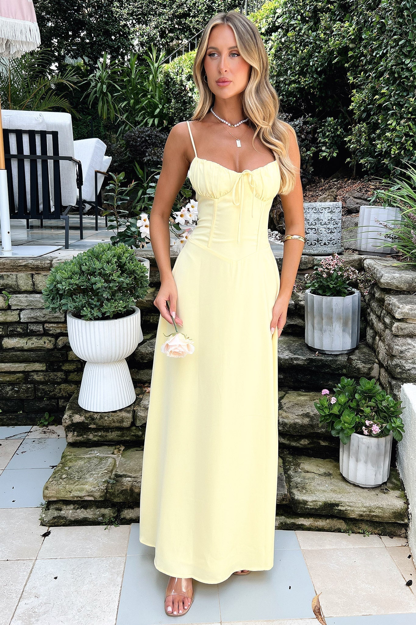 Abito Estivo Donna Maxi Senza Maniche Con Lacci Halter - Stampa Floreale, Spacco Laterale - Taglia S - 4